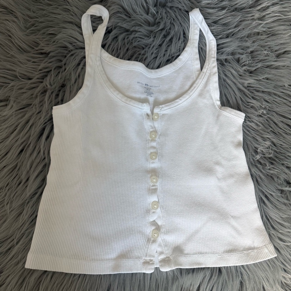 Brandy Melville Ribbed White Cropped Tank